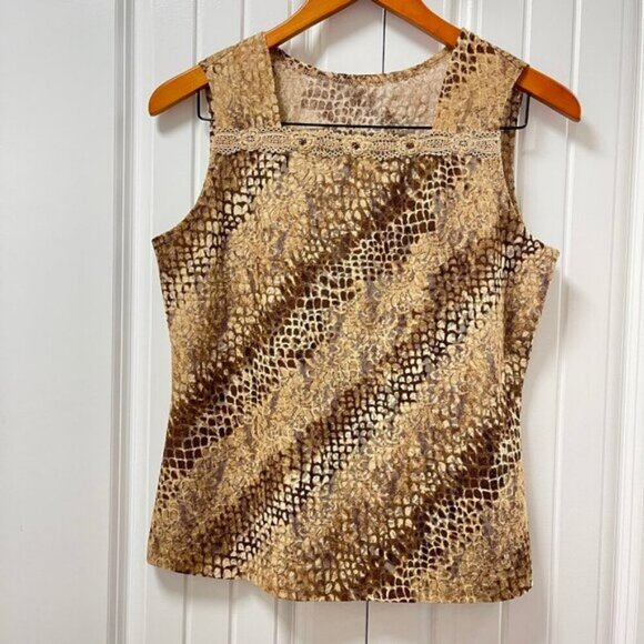 Vintage Made in Italy Snake Print Lace Tank - Picture 2 of 6